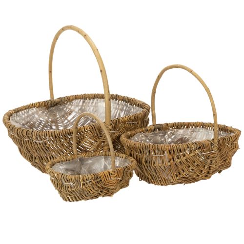 Cesta para patatas de 43/33/23 cm con papel de aluminio, color natural, juego de 3. | Floristik24.es
