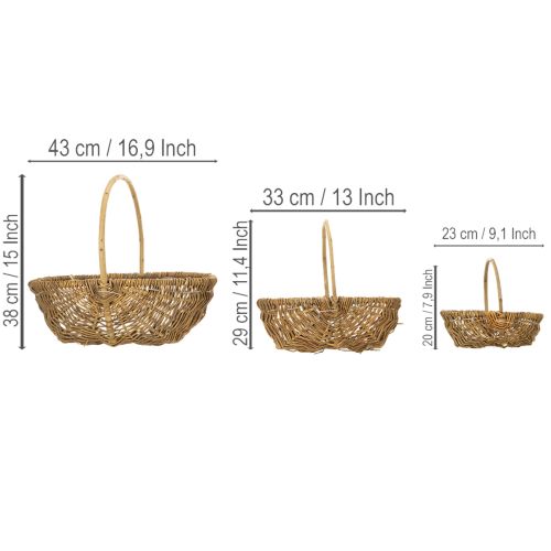 Cesta para patatas de 43/33/23 cm con papel de aluminio, color natural, juego de 3. | Floristik24.es