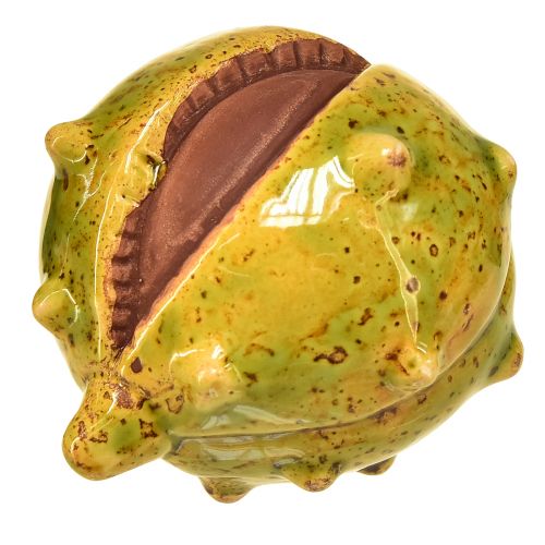 Artículo Castañas decorativas en amarillo verdoso – 6 cm – decoración ideal para otoño y vacaciones – 6 piezas