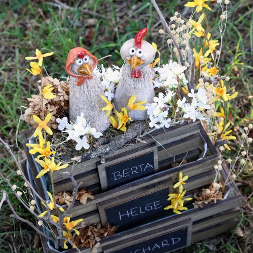 Floristik24 Pollos decorativos de cerámica Gallo y gallina de Pascua Al. 20/22 cm 2 piezas
