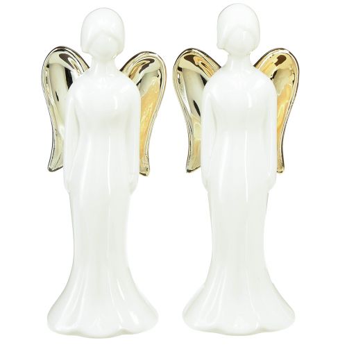 Artículo Figuras de ángeles ángel de cerámica oro blanco 6cmx5cmx15cm 2ud
