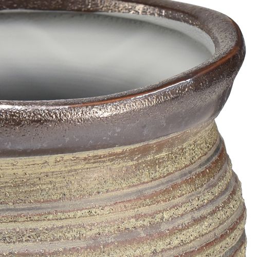 Artículo Macetero de cerámica florero decorativo marrón gris metalizado 14×14cm