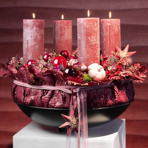 Floristik24 Velas en pilar rosa velas rosa viejo 85×200mm 2 piezas