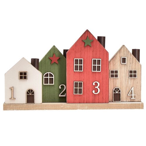 Artículo Portavelas corona de Adviento velas de palo casas 35cm H20cm