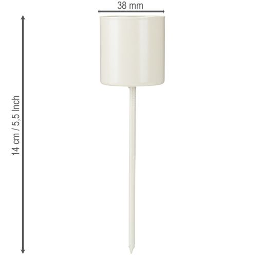Artículo Portavelas para velas cónicas gruesas, metal, beige, 3,8 x 14 cm, 4 piezas