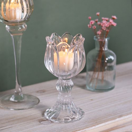 Artículo Candelabros de cristal con estampado floral para una elegante decoración de mesa, 14 cm, 2 piezas