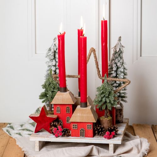 Artículo Portavelas casa madera palo rojo candelabro H14,5cm 2 piezas