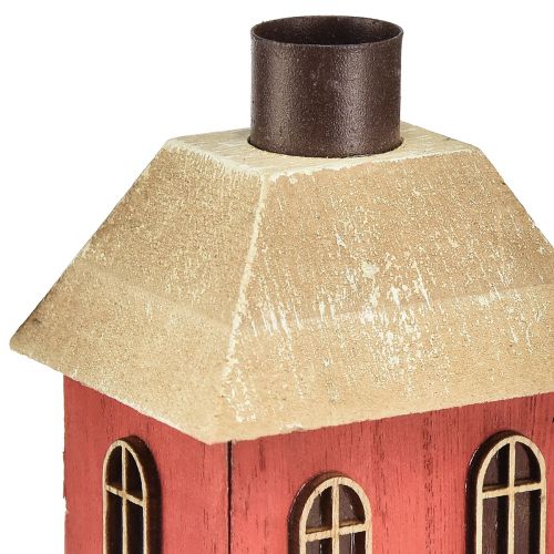 Artículo Portavelas casa madera palo rojo candelabro H14,5cm 2 piezas