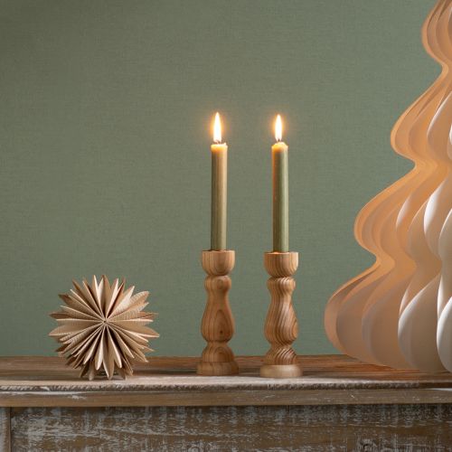 Artículo Candelabro de madera para decoración de mesa para velas cónicas H17cm 2 uds