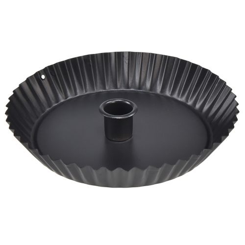 Floristik24 Portavelas de metal en forma de tarta, color negro, Ø18cm, 2 piezas
