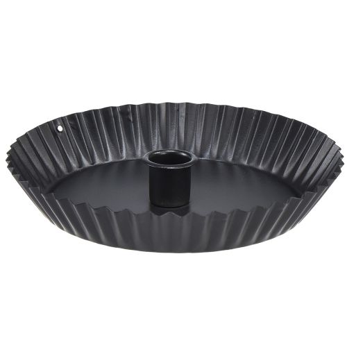 Artículo Portavelas de metal en forma de tarta, color negro, Ø18cm, 2 piezas