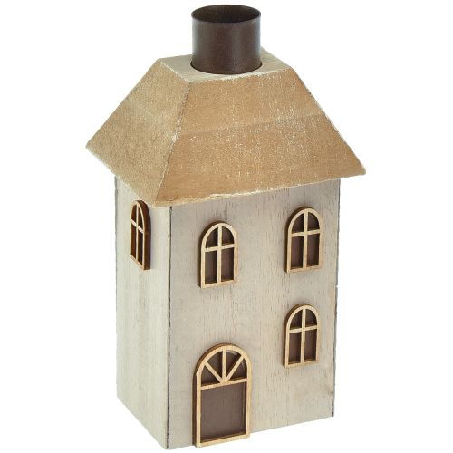 Floristik24 Portavelas Casa de Navidad para velas de palo 14,5cm 2uds