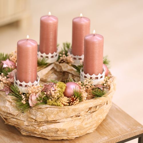 Artículo Candelabro blanco antiguo Ø7cm H12cm 4uds