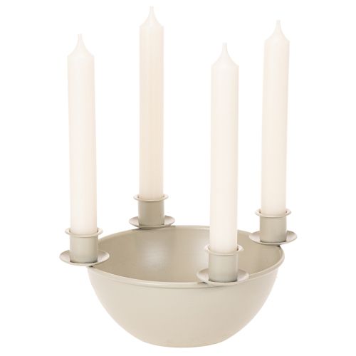 Portavelas con 4 soportes, corona de Adviento moderna, beige, 15 cm | Floristik24.es