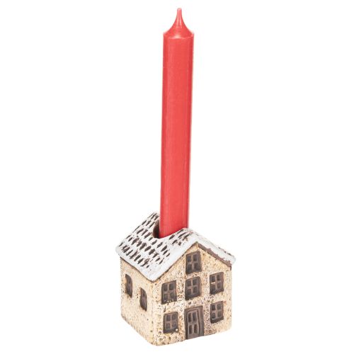 Portavelas de cerámica, casita decorativa con nieve para decoración de mesa, 7 cm, 2 piezas | Floristik24.es
