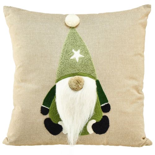 Floristik24 Cojín decorativo con gnomo cojín decorativo verde beige 40×40cm