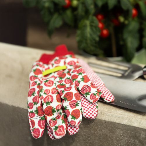 Artículo Guantes de jardinería Kixx motivo fresa blanco rojo talla 8