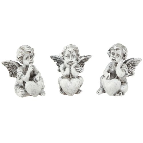 Artículo Figura decorativa para tumba angelito con corazón gris Al. 5,5 cm 6 piezas