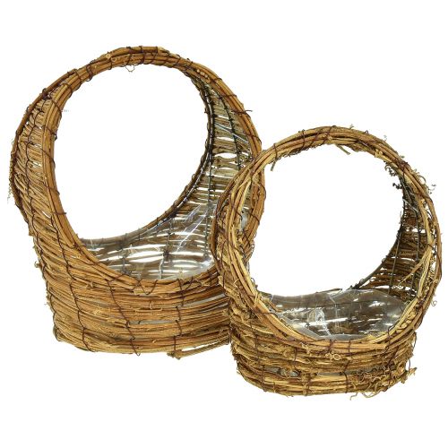 Floristik24 Cesta para plantar con asa de vid L18/22cm juego de 2
