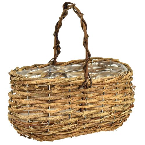 Floristik24 Cesta para plantar con mango de parra natural 25x14,5x24,5cm