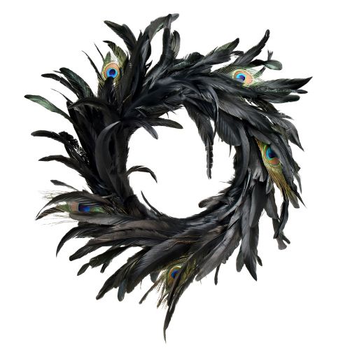 Floristik24 Exquisita Corona de Plumas de Pavo Real - Colores Iridiscentes Naturales 30cm - Decoración de Lujo para Hogar y Eventos