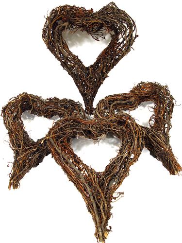 Floristik24 Corona de ramas en forma de corazón 20x25cm 4 piezas natural