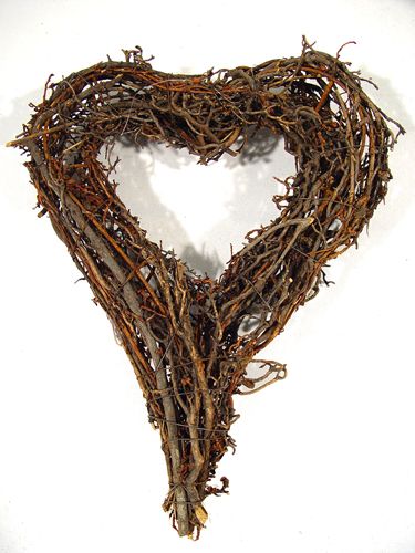Artículo Corona de rama en forma de corazón 20x25cm 4 piezas. naturaleza