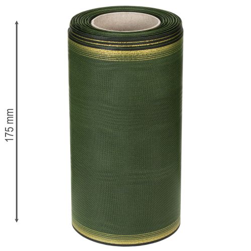 Artículo Elegante cinta de moiré para coronas, 175 mm, verde oscuro con borde perlado y tejido de tafetán para ocasiones festivas.