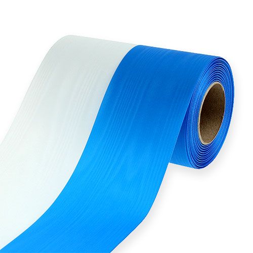 Floristik24 Guirnalda de cintas muaré azul-blanco 150 mm