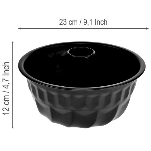 Artículo Molde para pasteles Bundt de metal negro para decoración de cocina, Ø23cm