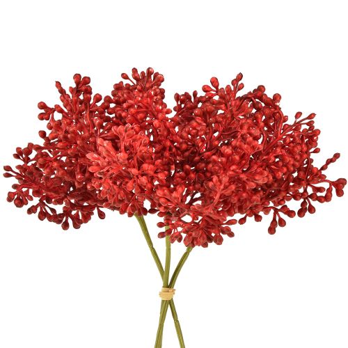 Floristik24 Decoración roja de bayas artificiales para corona de Adviento 32 cm, 3 piezas en un paquete