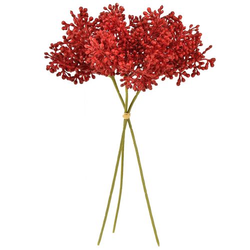 Floristik24 Decoración roja de bayas artificiales para corona de Adviento 32 cm, 3 piezas en un paquete