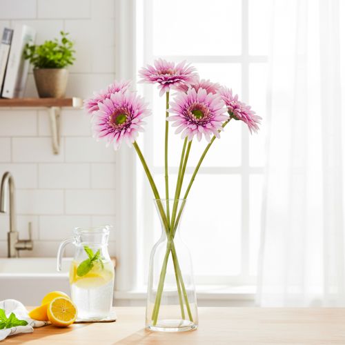 Flores artificiales de gerbera para jardín, color morado, 47 cm, 6 unidades | Floristik24.es