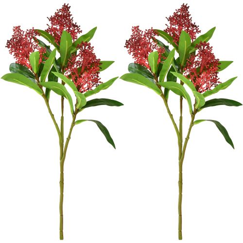 Artículo Flores artificiales Skimmia japonica roja Skimmie 45cm 2 piezas