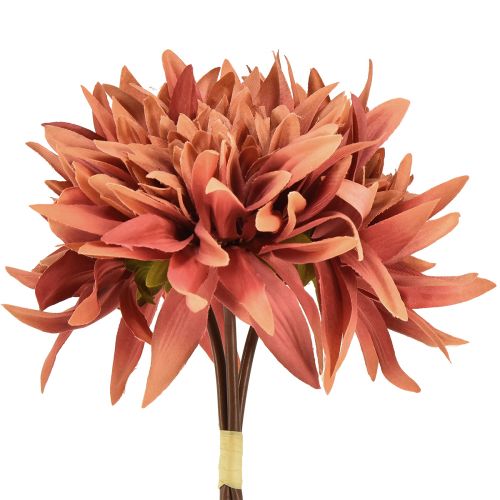 Floristik24 Dalias artificiales flores de color marrón rojizo Ø15cm L28cm 3 piezas