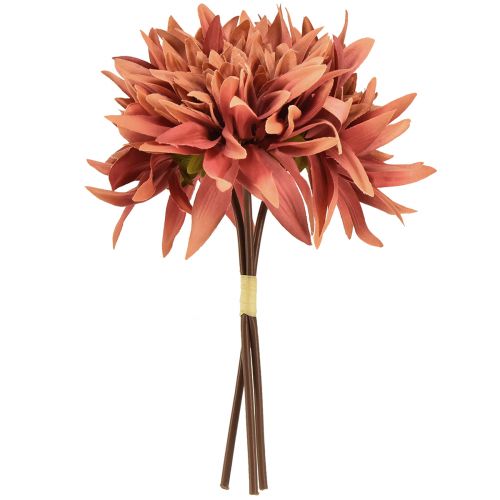 Artículo Dalias artificiales flores de color marrón rojizo Ø15cm L28cm 3 piezas