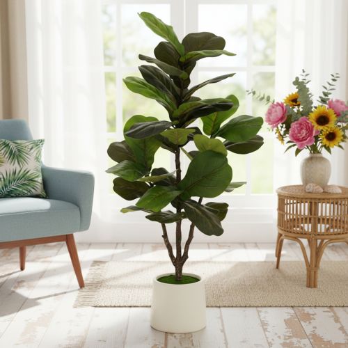Ficus lyrata artificial de 120 cm, decorativo para salón. | Floristik24.es