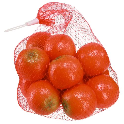 Artículo Mandarinas artificiales en red fruta decorativa Ø5cm 12 piezas
