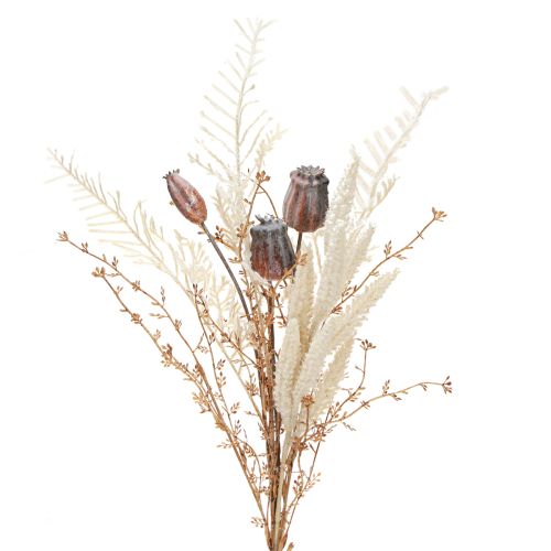 Artículo Cápsulas de amapola decoración flores secas helecho artificial crema 63cm