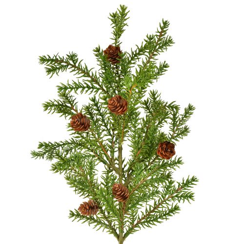 Ramas de coníferas artificiales - ramas de pino con piñas verdes 48cm 3ud