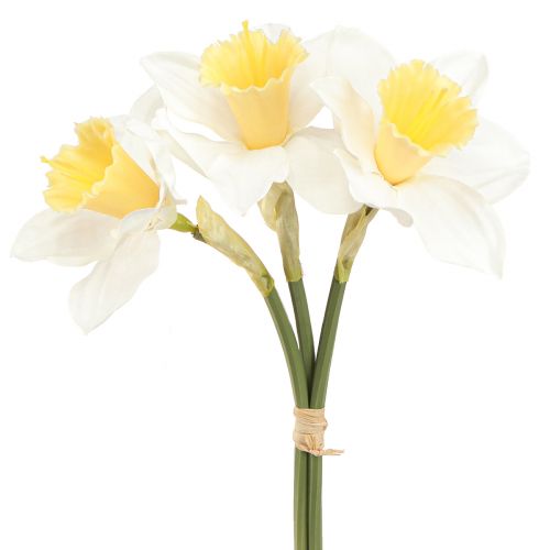 Narcisos artificiales flores de seda narciso blanco 40cm 3 piezas