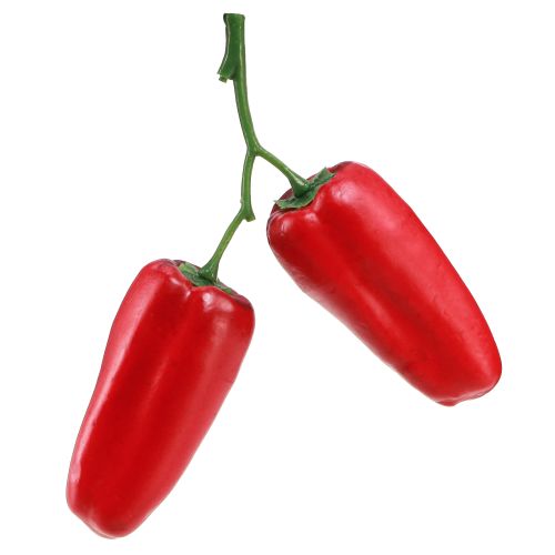 Pimientos rojos artificiales en rama decoración vegetal L8cm
