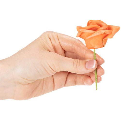 Rosa artificial naranja, flor de 5 cm, individual, 100 unidades | Floristik24.es