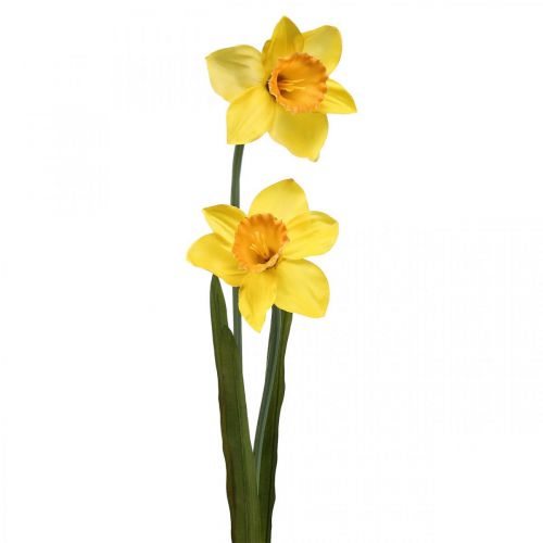 Narcisos artificiales Flores de seda Amarillo 2 flores 61cm