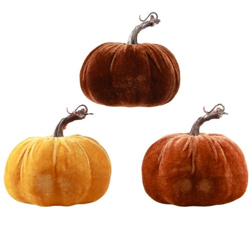Artículo Decoración de calabaza para otoño en amarillo marrón Ø13cm 3uds