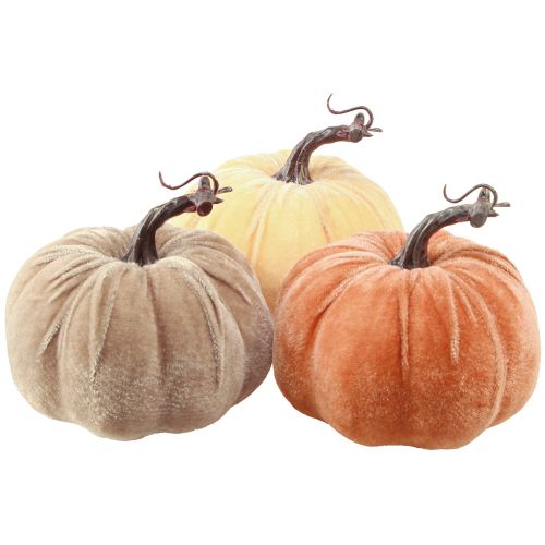 Artículo Decoración de calabaza otoño amarillo marrón naranja Ø13cm H11,5cm 3 piezas