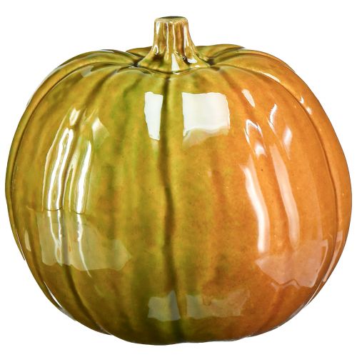 Floristik24 Calabaza decorativa de cerámica en tonos verdes vivos - 17,5 cm - perfecta para decorar la mesa en otoño