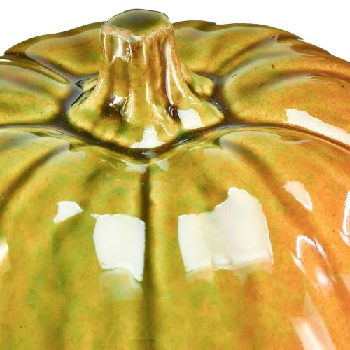 Floristik24 Calabaza decorativa de cerámica en tonos verdes vivos - 17,5 cm - perfecta para decorar la mesa en otoño