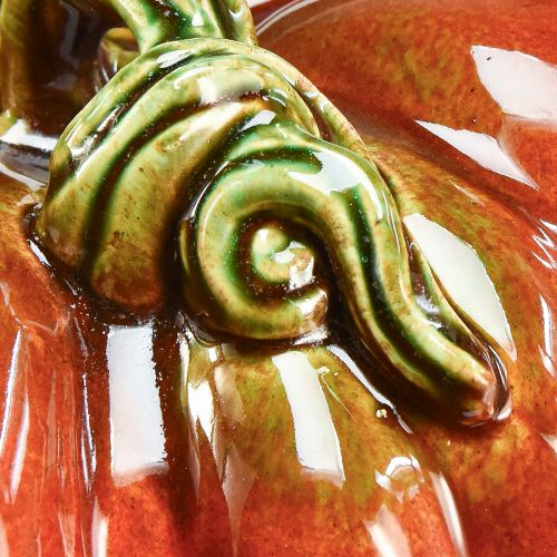Floristik24 Calabaza de cerámica brillante en color rojo anaranjado brillante con tallo verde - 21,5 cm - decoración ideal para otoño