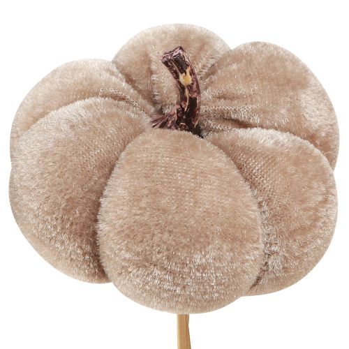 Artículo Calabaza decorativa de tela sobre palo amarillo marrón naranja Ø7cm 9 piezas